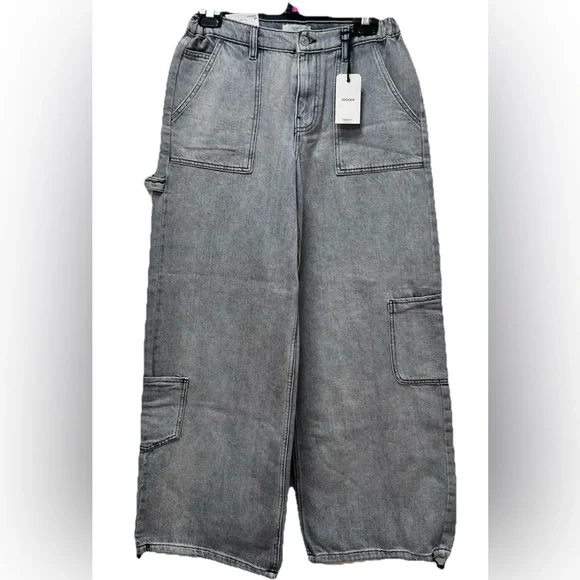 Forever 21 Cargo Jogger Jean Straight-Leg Drawstring Hem Gray Wash 27 - Picture 2 of 10